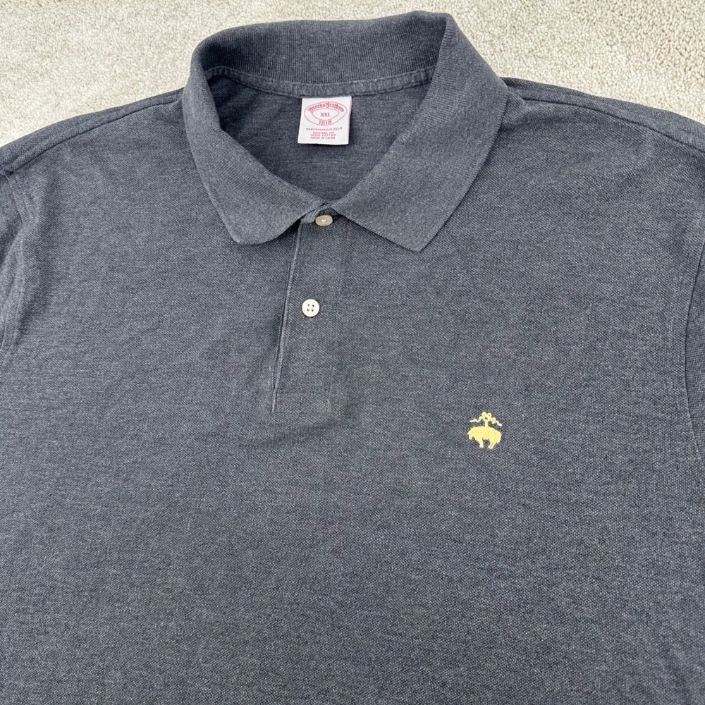 Brooks Brothers Mens XXL Performance Polo Shirt Dark Gray Short Sleeve Logo